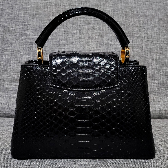 LOUIS VUITTON RARE Black Python Capucines Handbag BB - Picture 5 of 12